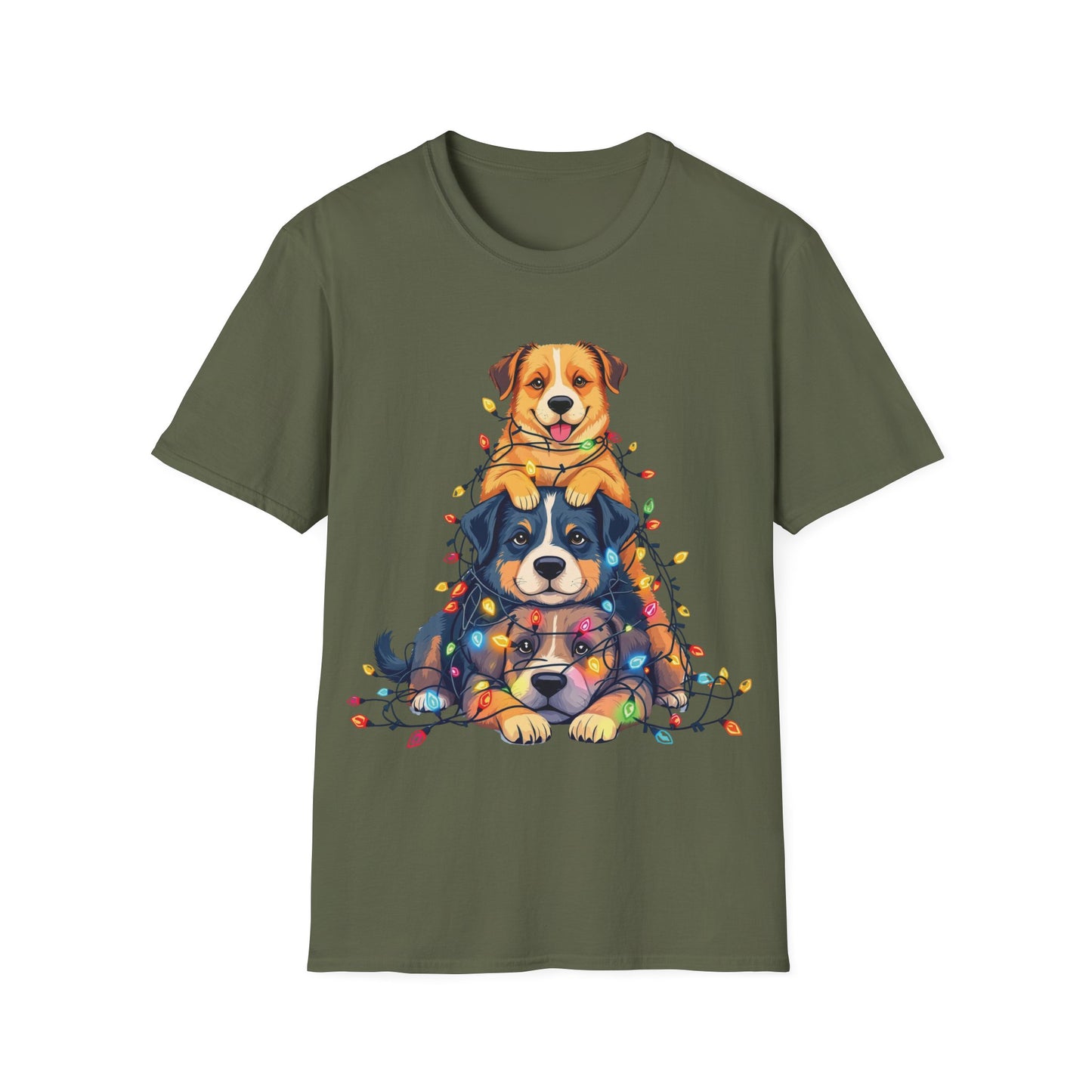 Playful Dogs Stacked Vertically T-Shirt