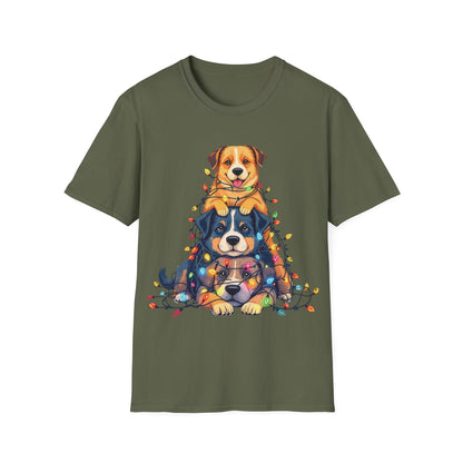 Playful Dogs Stacked Vertically T-Shirt