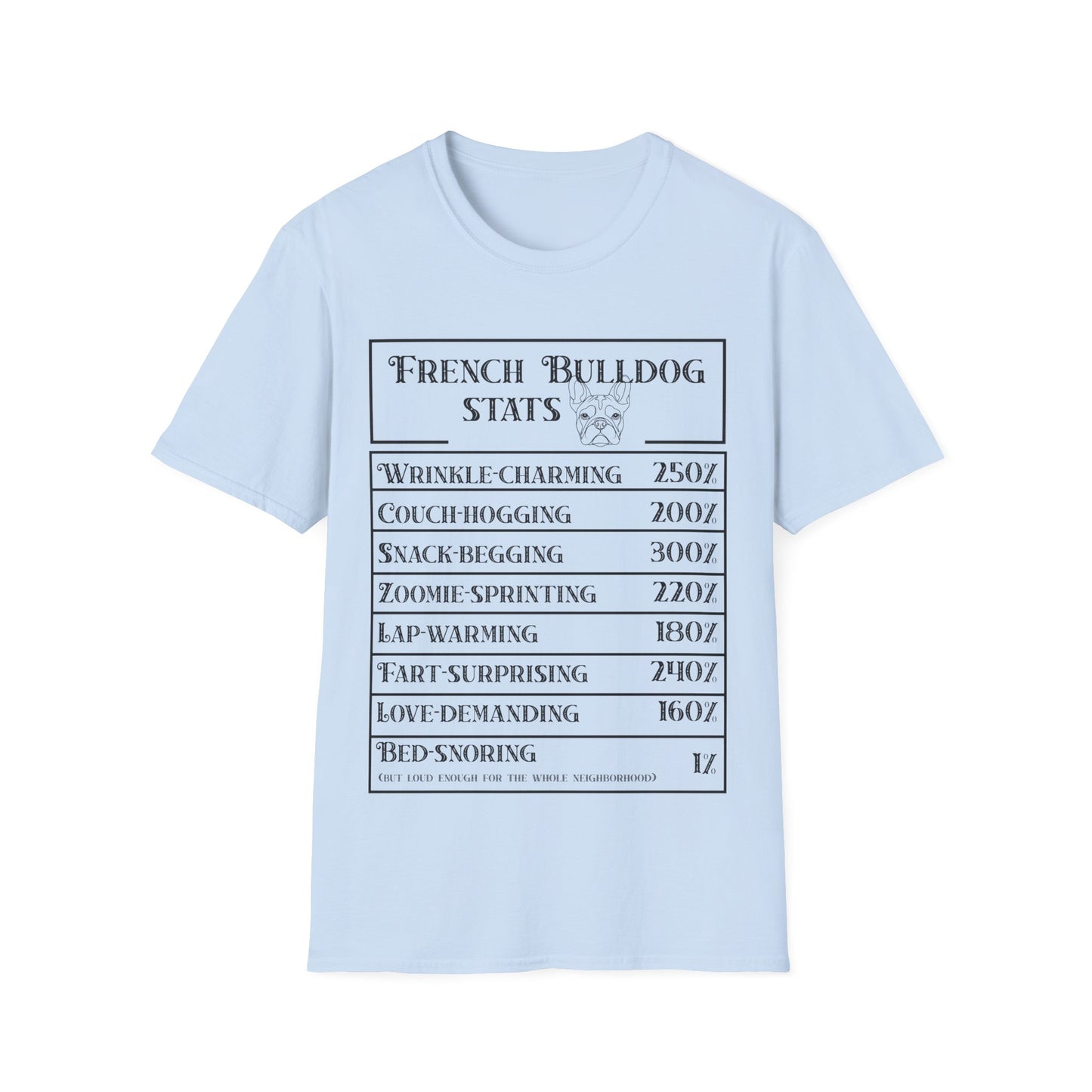 French Bulldog Stats T-Shirt